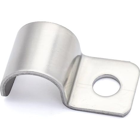 Fixing Clip For U-Tube 12 mm - Tube and Cable Clamp Ø 11-12 mm - Stainless Steel - Side Tab Pack of 20 Pcs (1/5)