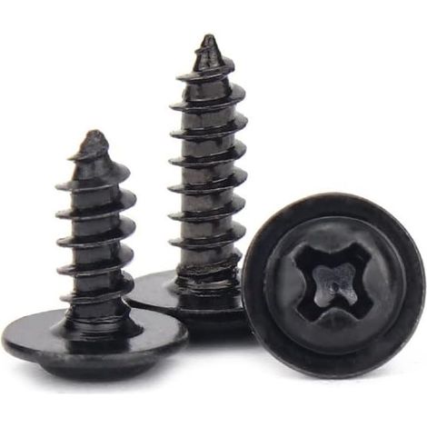 200 vis à tôle tête ronde Phillips noire M2 M2.3 de longueur 3–12 mm avec rondelle (8 M2.3x200pcs)