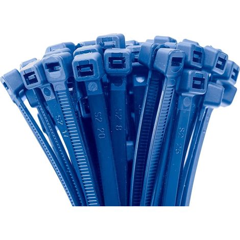 100 colliers de serrage, détectables, bleu, 200 x 3,6 mm, résistance uv, industrie alimentaire (1/5)