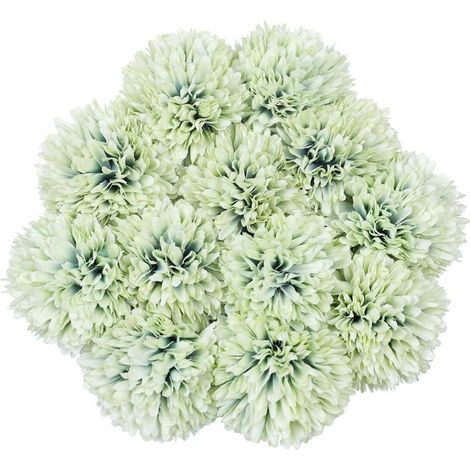 Set of 12 Artificial Decorative Flowers – Hydrangea Bouquets 28 cm, ideal for home, garden, and celebrations, Green (1/5)