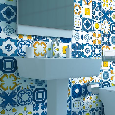 Sticker Mural Carrelage adhésif Cuisine Salle de Bain - 24 STICKERS CARRELAGES AZULEJOS SEVERILLA - 24stickers10x10cm (1/5)