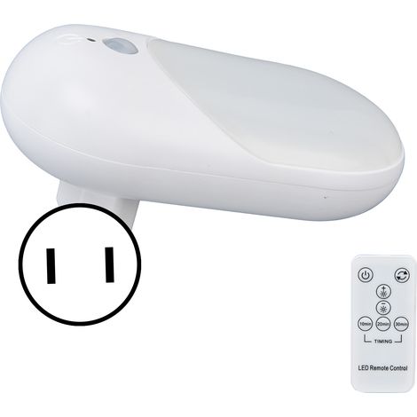 Veilleuse LED à détecteur infrarouge, télécommande 7 touches, rotation à 90°, éclairage doux, minuterie, prise US. (1/5)
