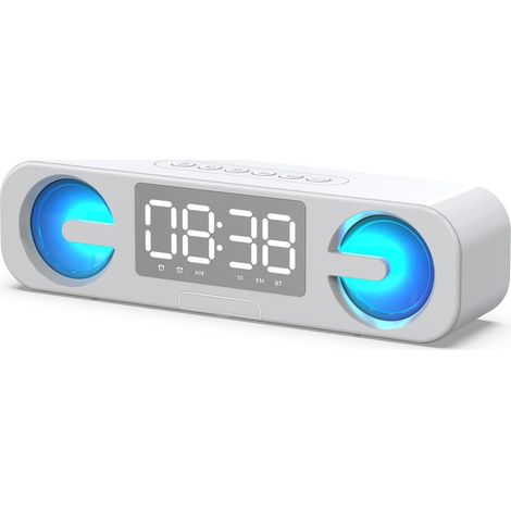 Enceinte Bluetooth RGB 10 W (blanche) avec fonction réveil sans fil (1/5)