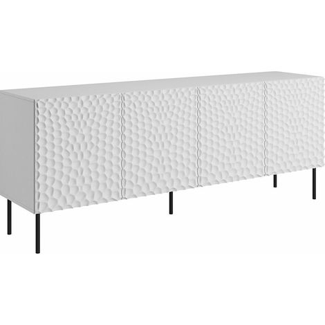Aparador Charlotte 170, Blanco + Negro, 75x190cm, Número de puertas: 441cm, MDF, Aglomerado laminado