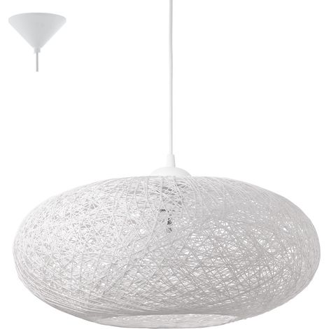 Lampadario A Sospensione Classico Campilo Policarbonato Bianco 1 Luce E27 (1/5)