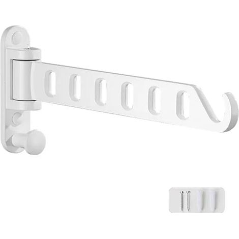 Cintre mural à bras pivotant, étendoir pour sèche-linge, crochet de rangement pliable, suspension robuste, rotation à 180°, aluminium massif (1 pièce, blanc) (1/5)