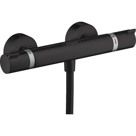 Hansgrohe – Mitigeur thermostatique de douche noir mat – Cartouche céramique 180° – Débit 17 l/min – Limiteur de température réglable – 13116670 (1/10)