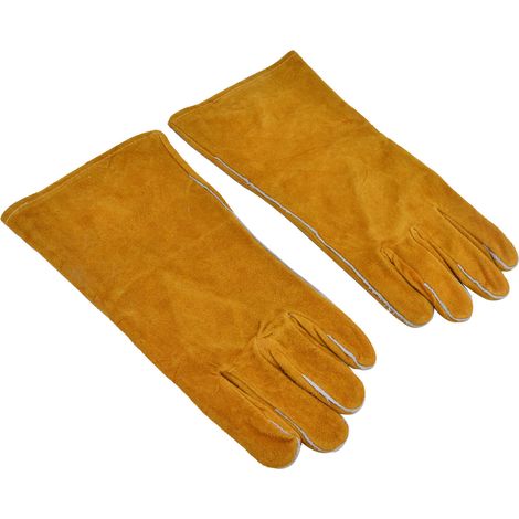 Gants de soudure peau de vachette jaune, doigts complets RTD1526, pour fonderie, découpe et polissage (1/5)