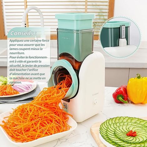 6 in 1 Multi-function Vegetable Grater, Vegetable Cutter, Electric Vegetable Cutter, Suitable for Fruit, Potato, Cucumber and Cheese White (1/5)