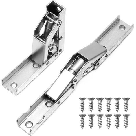 2 Pièces Charnières à 90 Degrés, Charnière d'étagère Pliante, Charnière de Support de Bureau Cachée avec Vis pour Portes d'armoire (1/5)