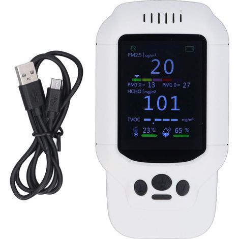 PM2.5 PM1.0 PM10 Monitor, Indoor Temperature and Humidity Detector, Portable High-Precision Digital, for Home and Travel,