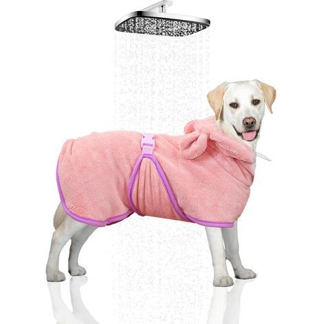 Hunde-/Katzenbademantel mit Kapuze, saugfähiges Material, schnelltrocknend, komfortabel, für drinnen und draußen geeignet (1/5)