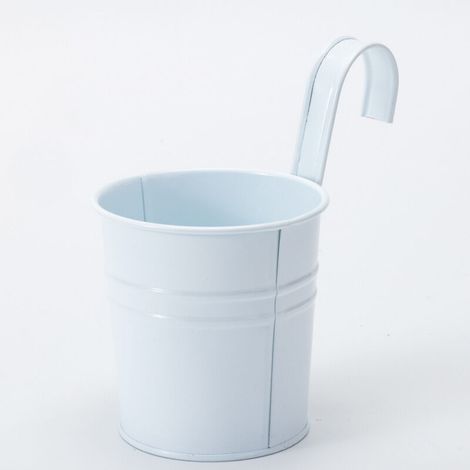 2 Pots De Fleurs En Métal Suspendus, Jardinière En Pot En Fer Avec Trou De Drainage, Parfaits Pour La Décoration Du Jardin（Blanc）