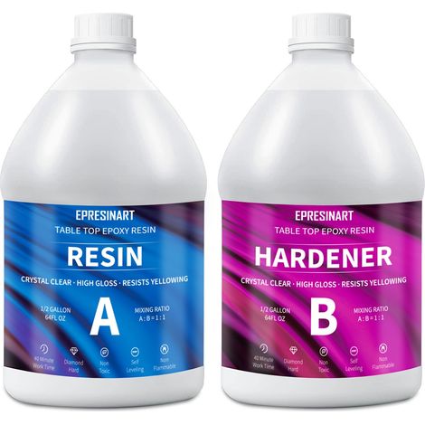 Resine Epoxy 3785ml 1:1 avec Durcisseur Transparente Pour Bois, l’artisanat et l'art, Tables de Rivière, Fabrication de Bijoux, pour créations artistiques (1/5)