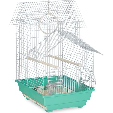 Jaula para pájaros para canarios y pinzones 50 x 42,5 x 33,5 cm con fácil limpieza diseño decorativo de acero negro 130009841 (1/5)