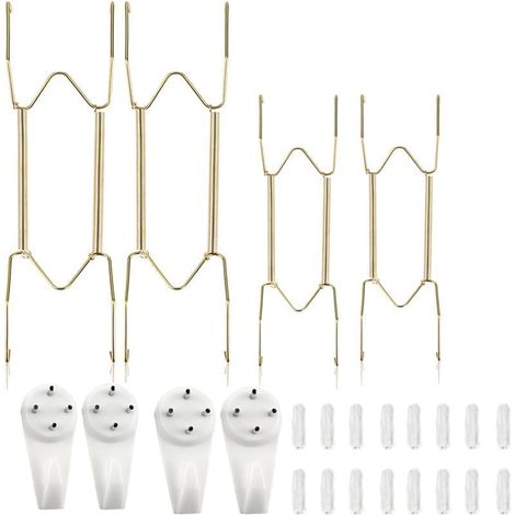 4er Set Tellerhaken – Flache Wandhaken aus Edelstahl (8 & 10 Zoll) inkl. 16 Schutzabdeckungen zum Aufhängen