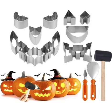 Kit de sculpture de citrouilles 13 pièces : outils et moules (1/5)