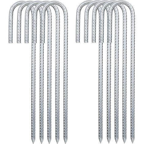 10 Pièces Piquets Ancrage au Sol, 30 cm Crochets en J, Ancres Résistants Piquet de Tente Sardines de Fixation en Acier Galvanisé pour Sécuriser Trampoline Auvent Bâche Camping Clôture Jardin