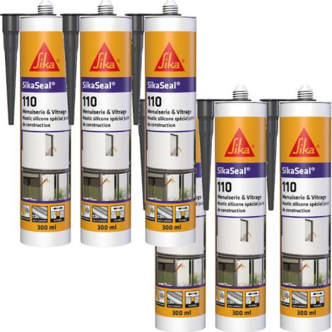 6er-Set Silikon-Dichtmasse SIKA SikaSeal 109 Schreinerei - Anthrazit - 300ml