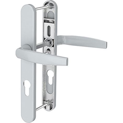 1 - Poignée De Porte - Plaque De Propreté - Pour Cylindre Européen - Entraxe 92 Mm - Réversible - Argent - 247x25 Cm (1/5)