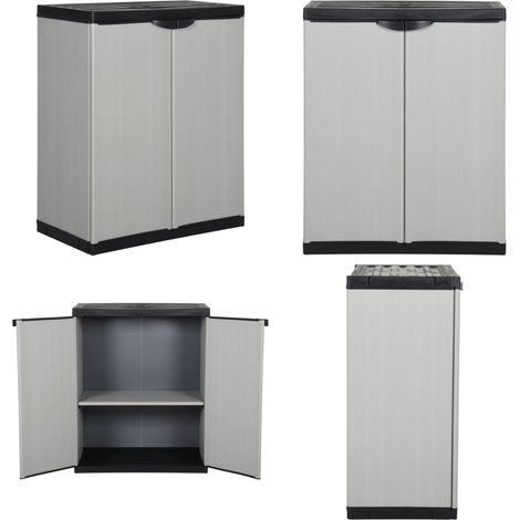 Armadietto da Giardino con 1 Ripiano Grigio e Nero 68x40x85 cm - Armadio esterno - Armadio in plastica