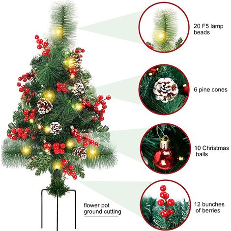 Solarbetriebene Lichterketten für Weihnachtsbäume im Freien, beleuchtete Gartendekorationen für Weihnachtsbäume (1/5)