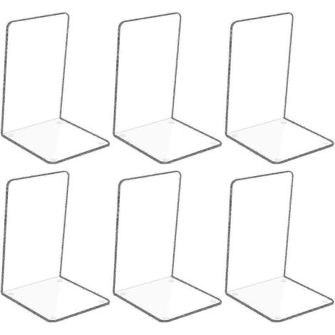 Lot de 6 serre-livres en acrylique transparent avec autocollants antidérapants, adaptés aux chambres, bibliothèques, bureaux et écoles. (1/5)