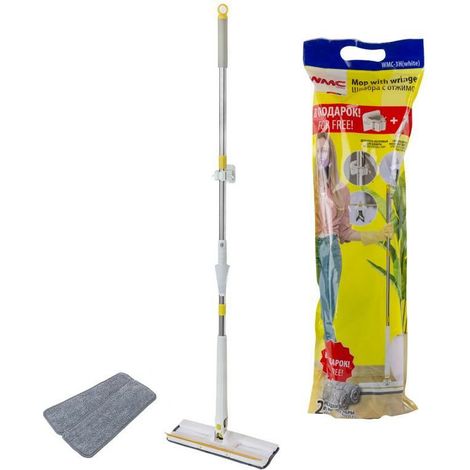 Balai WMC avec mécanisme d'essorage papillon + raclette + 3 accessoires (1/3)