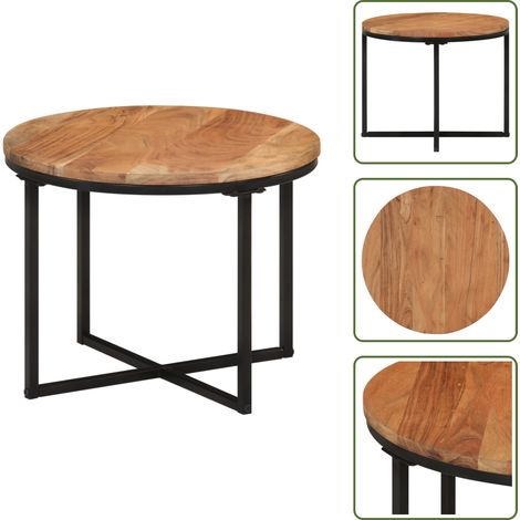 Bois d'acacia massif - vidaXL Table basse 45x45x35 cm bois massif acacia et fer - Table basse moderne (1/5)