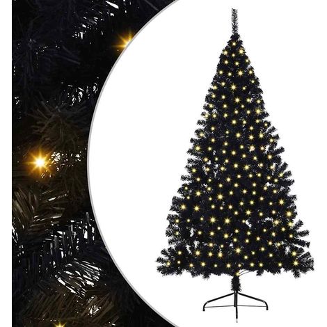 Albero di Natale artificiale con luci integrate Nero 180 cm PVC vidaXL