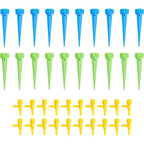 Dispositif d'arrosage automatique, Vanne de commande à interrupteur, Infiltration d'eau, Irrigation goutte à goutte, Couleur mixte (10 vertes + 10 bleues), 20 pièces (1/5)
