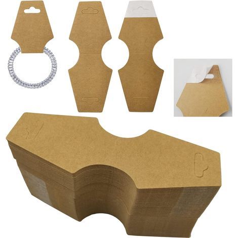 200 stuks ketting-displaykaarten armband-displaykaarten, zelfklevende sieradenverpakking displaykaart voor kettingen, armbanden, haarbanddisplay (bruin) (1/5)