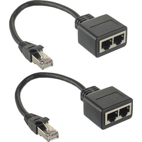 Adaptateur Répartiteur RJ45 1 mâle vers 2 Femelles Ethernet Câble Extender pour Cat5 Cat5e Cat6 Cat7(2 pièces) (1/5)
