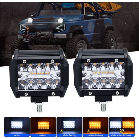 Set aus 2 4-Zoll-LED-Arbeitsscheinwerfern, die Scheinwerfer und Nebelscheinwerfer kombinieren, mit 5 Beleuchtungsmodi, für Pkw, Lkw, Anhänger und Geländewagen. (1/2)
