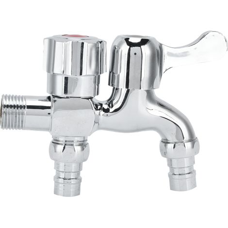 Robinet double fileté mâle G1/2 pour machine à laver et arrosage de jardin (1/5)