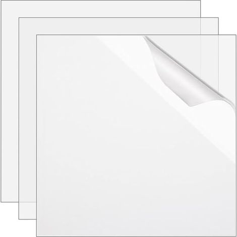 Lot de 3 plaques acryliques carrées de 30 x 30 cm - En verre acrylique transparent de 3 mm - Pour cadre photo, peinture, exposition de projet, présentoir de table (1/5)