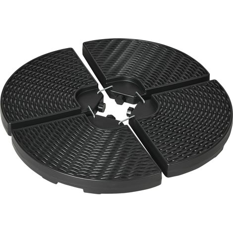Easycomfort Base per Ombrellone a Braccio da 4 Pezzi in HDPE Riempibili con Acqua e Sabbia, Ø100x8 cm, Nero (1/5)