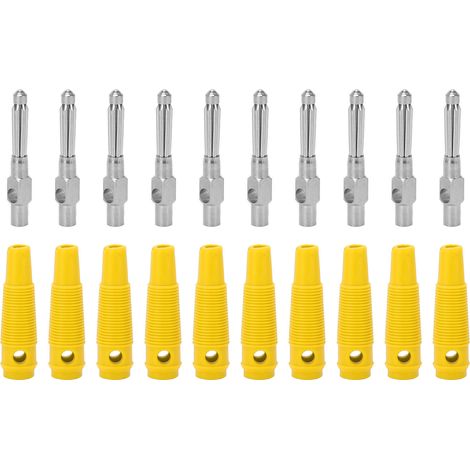 10 Pièces Connecteurs Banane 4mm 7 Broches 1000V 32A Mâle Emboîtables avec Manchon Doux Vis Serrage Jaune (1/5)