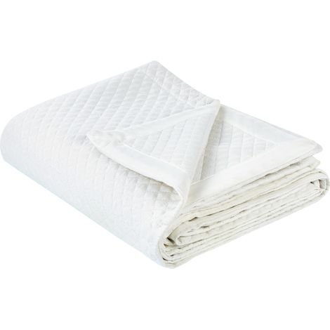 Colcha cama manta decorativa estampado poliéster blanco crema 200 x 220 cm Nape (1/5)
