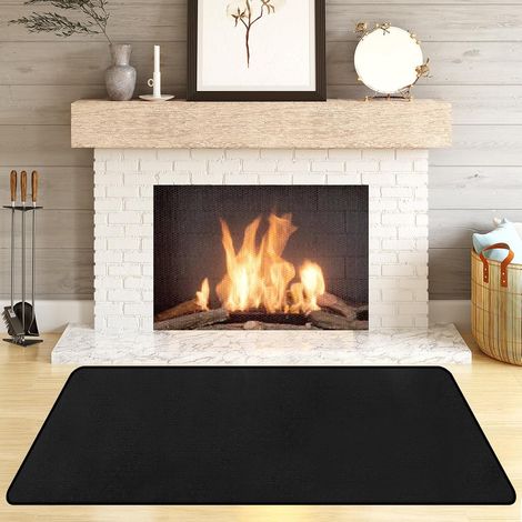 115 x 65 cm Tapis de cheminée résistant au feu, Tapis de Sol Chauffant pour Barbecue d'extérieur, foyers, fumoirs, poêles à Bois (1/5)