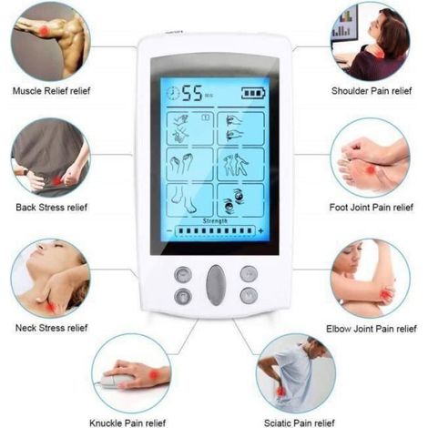 AA Électrostimulateur TENS Anti-Douleur et électrostimulation Musculaire EMS - 16 programmes de Massage + 8 électrodes (1/4)
