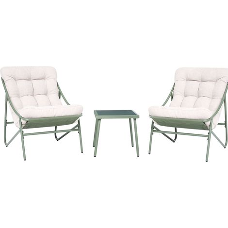 Lounge Set mit Tisch 2-Sitzer MOLVENO Metall Beige / Grün