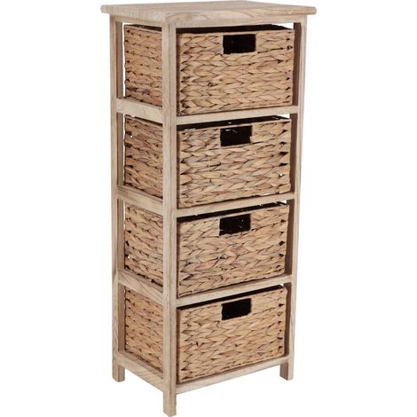 Mobili in paulownia con 4 cesti di giacinto - naturale - Tendance (1/4)