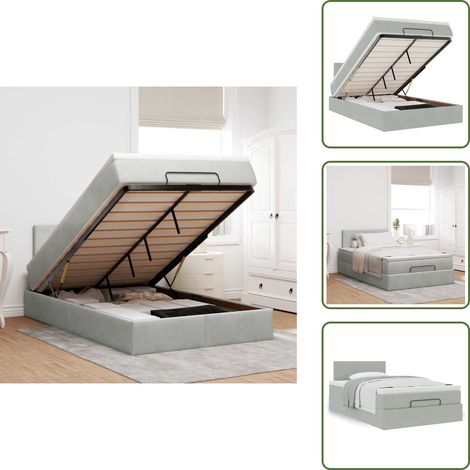 Letto con testiera - vidaXL Struttura Letto Pouf con Materasso 120x200 cm Velluto - Materasso morbido