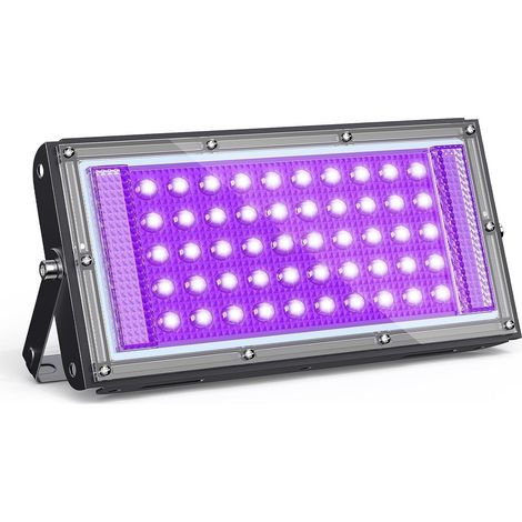 50W Projecteur Lumiere Noire, Lumiere UV, Lumière Noire 385-400 nm, pour Halloween, Noël, fêtes Fluorescentes, Durcissement de Résine UV, Exposition de Verre à l'uranium (1/5)