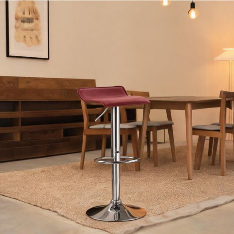 Tabouret de bar rotatif réglable en hauteur simili cuir Bordeaux (1/5)