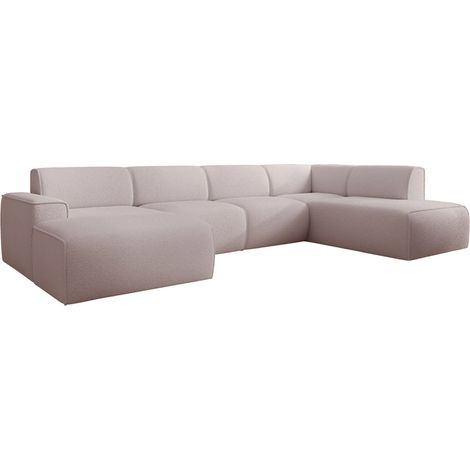 Selsey Bouvi – Wohnlandschaft mit seitlicher Rückenlehne an der Ottomane rechts, beige, Bouclé (1/5)