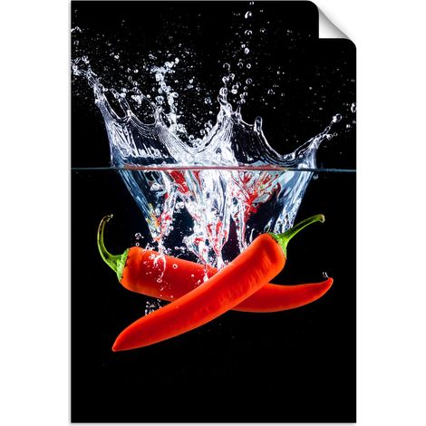 Selbstklebendes Poster – Wandsticker Rote Paprika in Wasser 60x90 cm