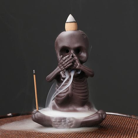Brûleur d'encens à reflux pour Halloween, motif cascade de fumée, décoration créative pour l'intérieur, style squelette