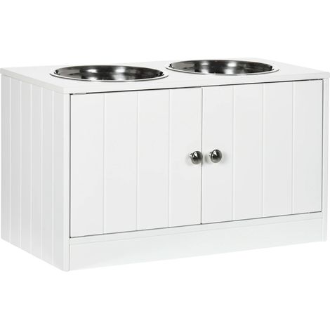 Dispensador de comida para perros, almacenamiento oculto, diseño ergonómico, blanco, 60 x 30 x 35,5 cm (1/5)